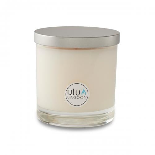 uluLAGOON 11oz Surf Wax Scented Candle in a Glass Jar with a Brushed Chrome Lid