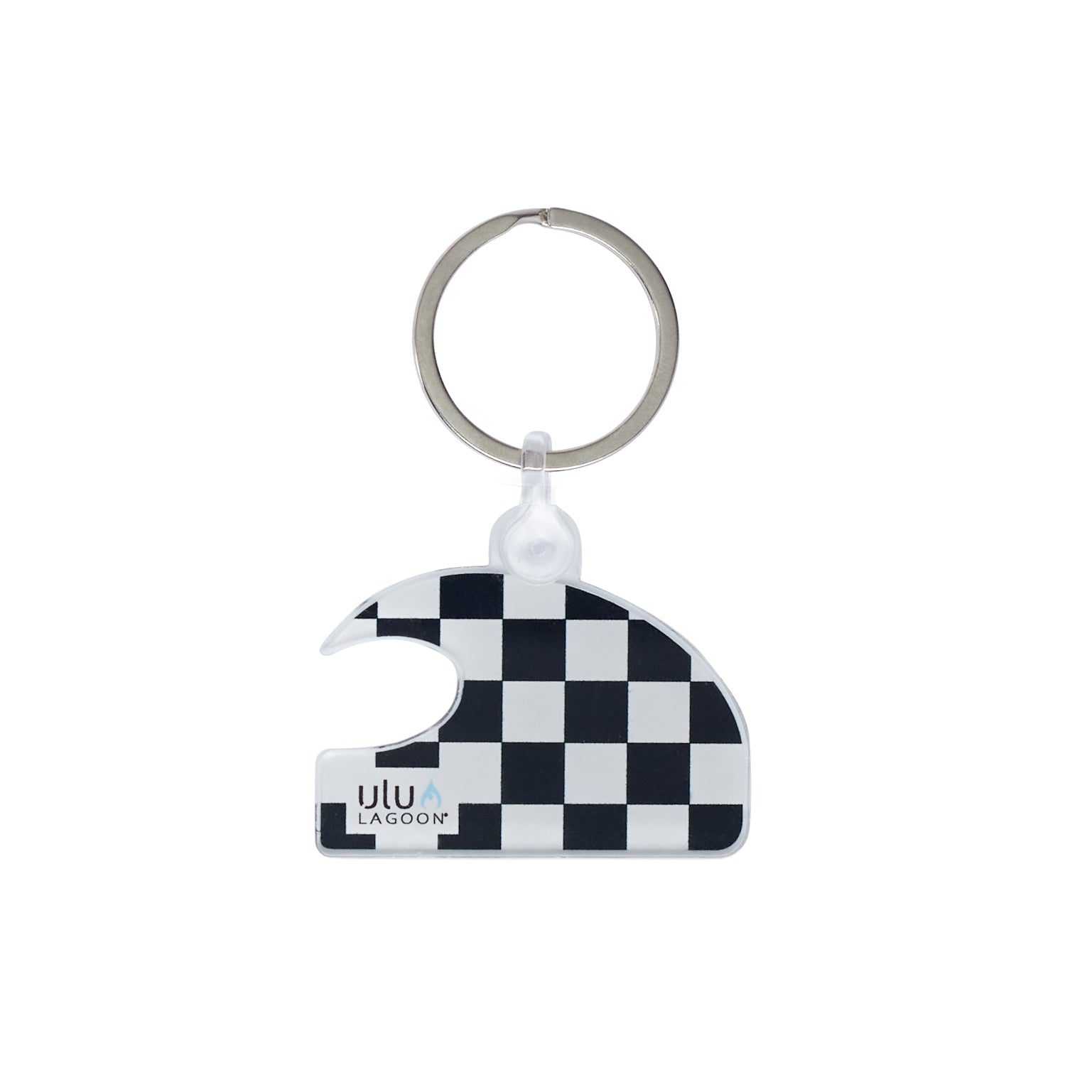 Creative Leather Checkered Stripe Acrylic Keychain Black White